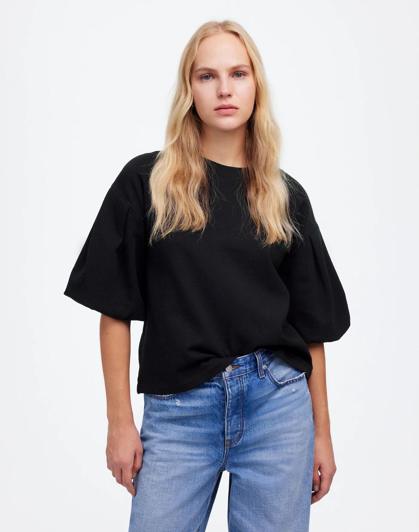 Puff-Sleeve Sweatshirt Tee Product Image