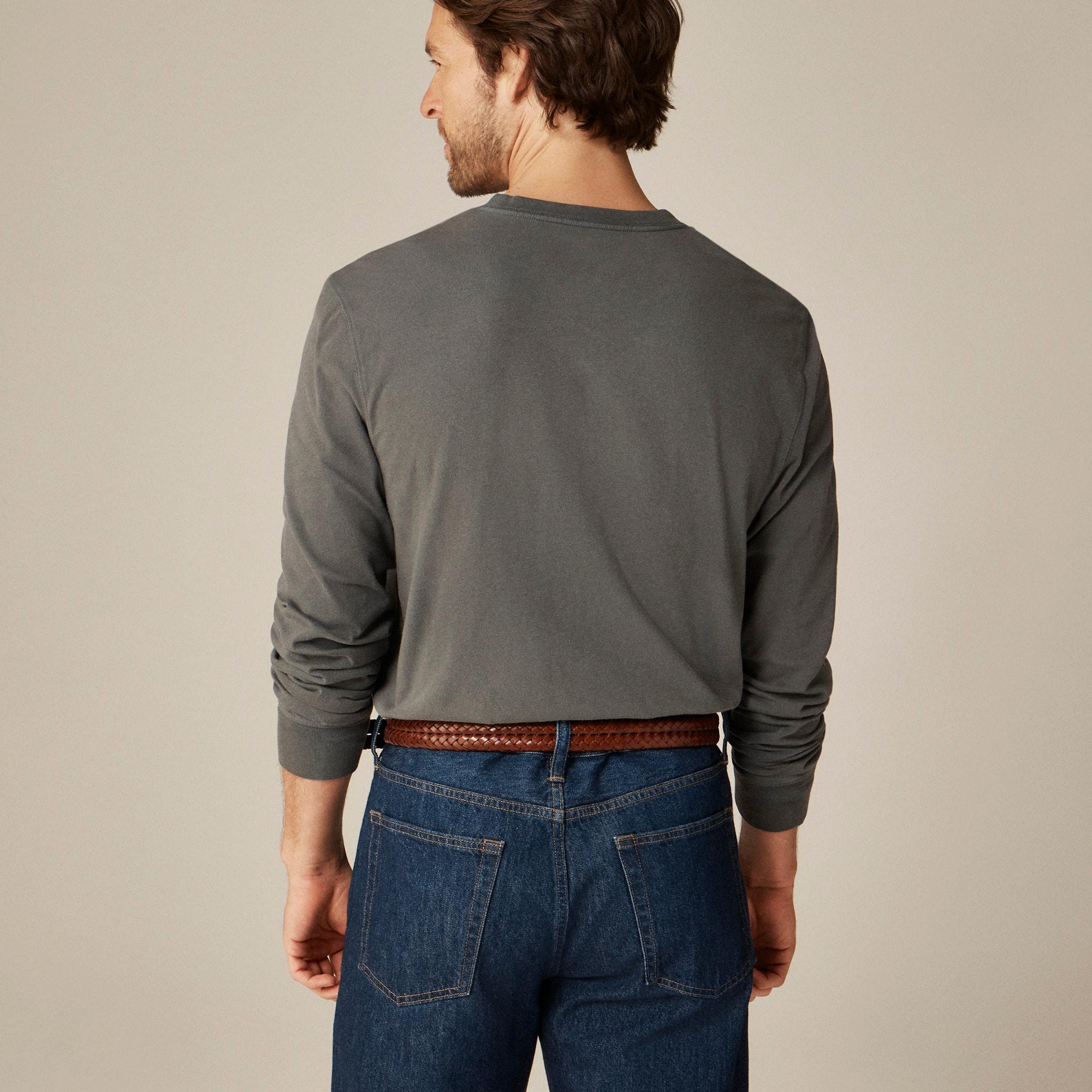 Vintage-wash cotton henley Product Image