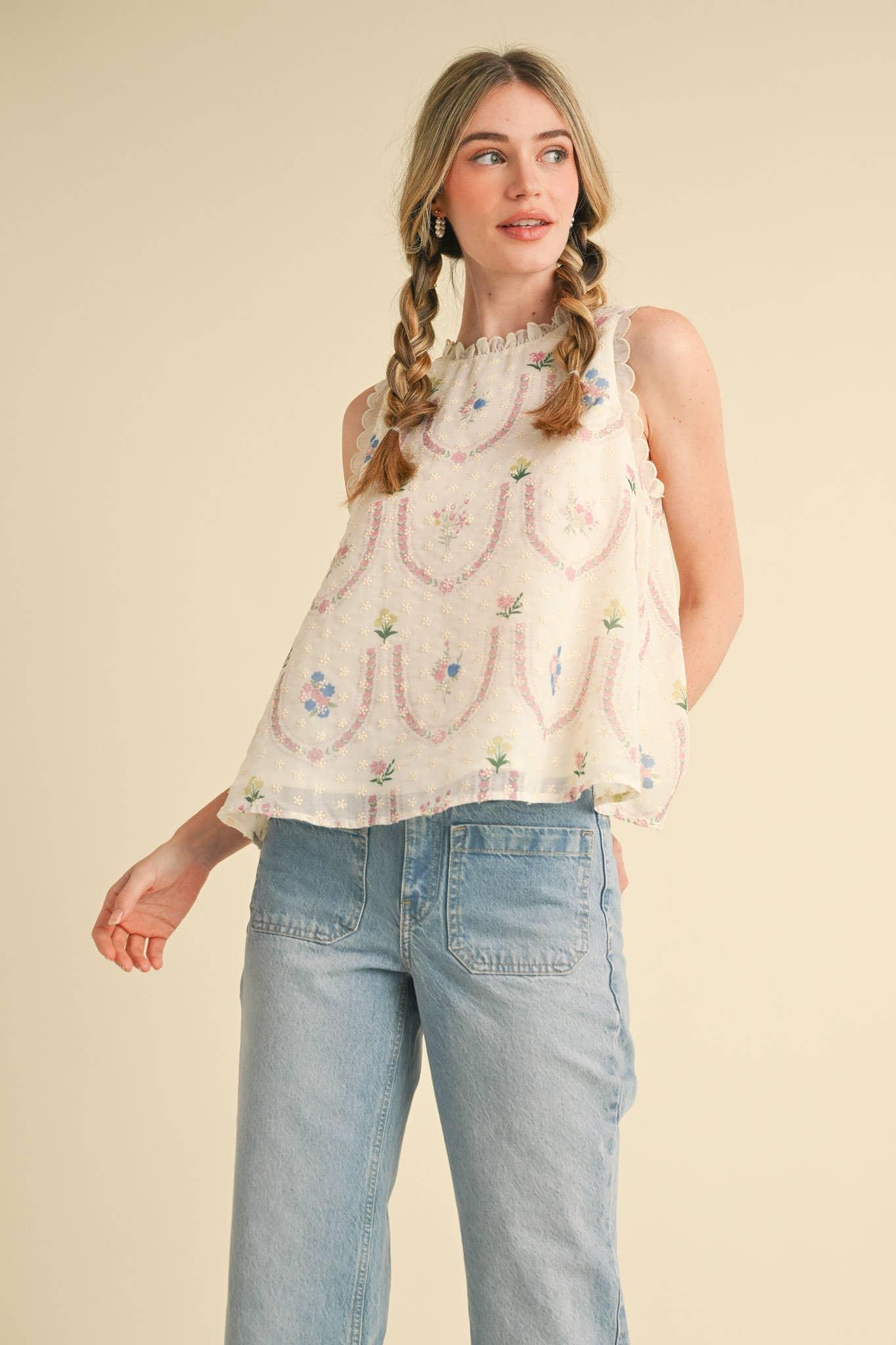 Embroidered Babydoll Top Product Image