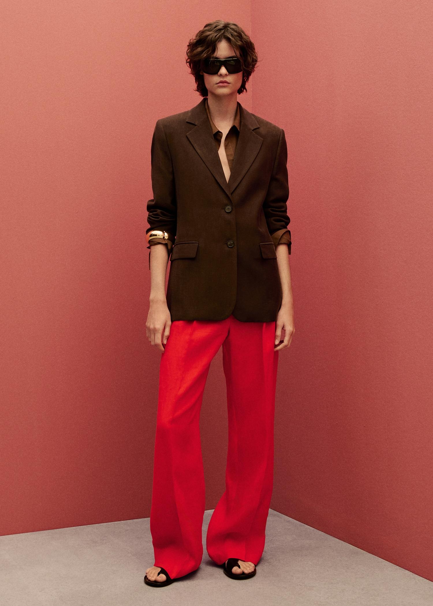 Straight-fit linen suit pants - Women | MANGO USA Product Image