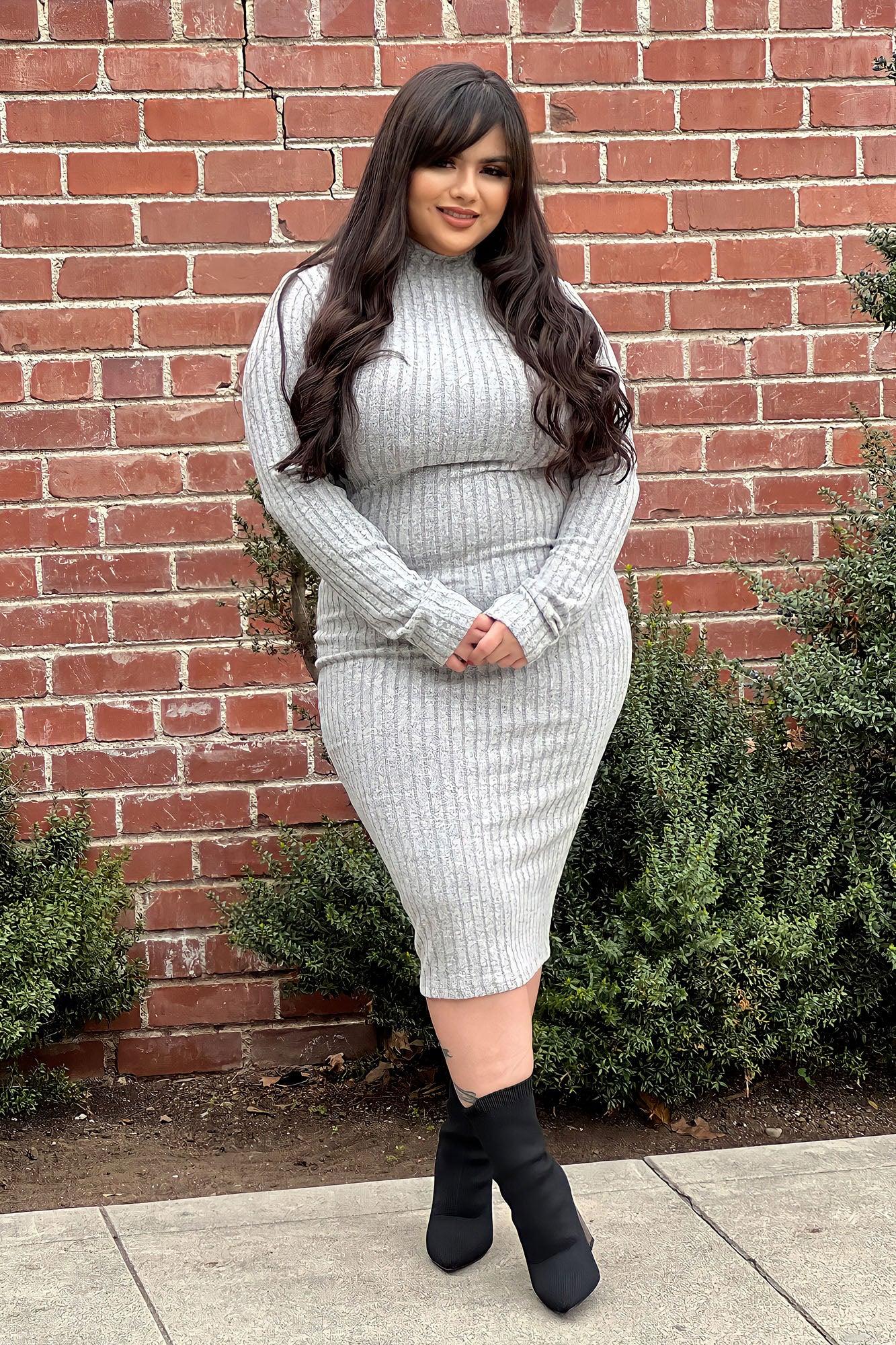 Not Over You Yet Sweater Dress - Heather Grey Female Product Image