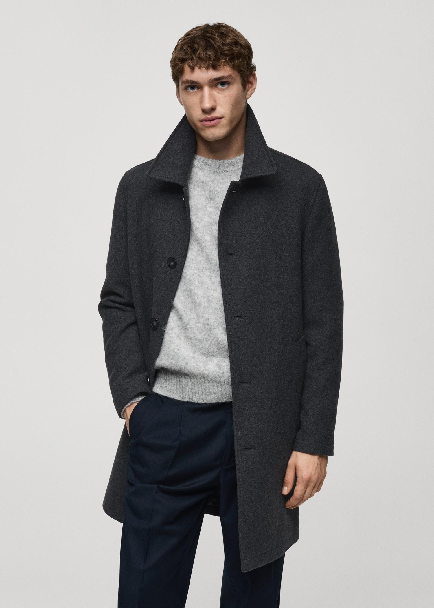 Wool coat with detachable corduroy breastplate - Men | MANGO USA Product Image