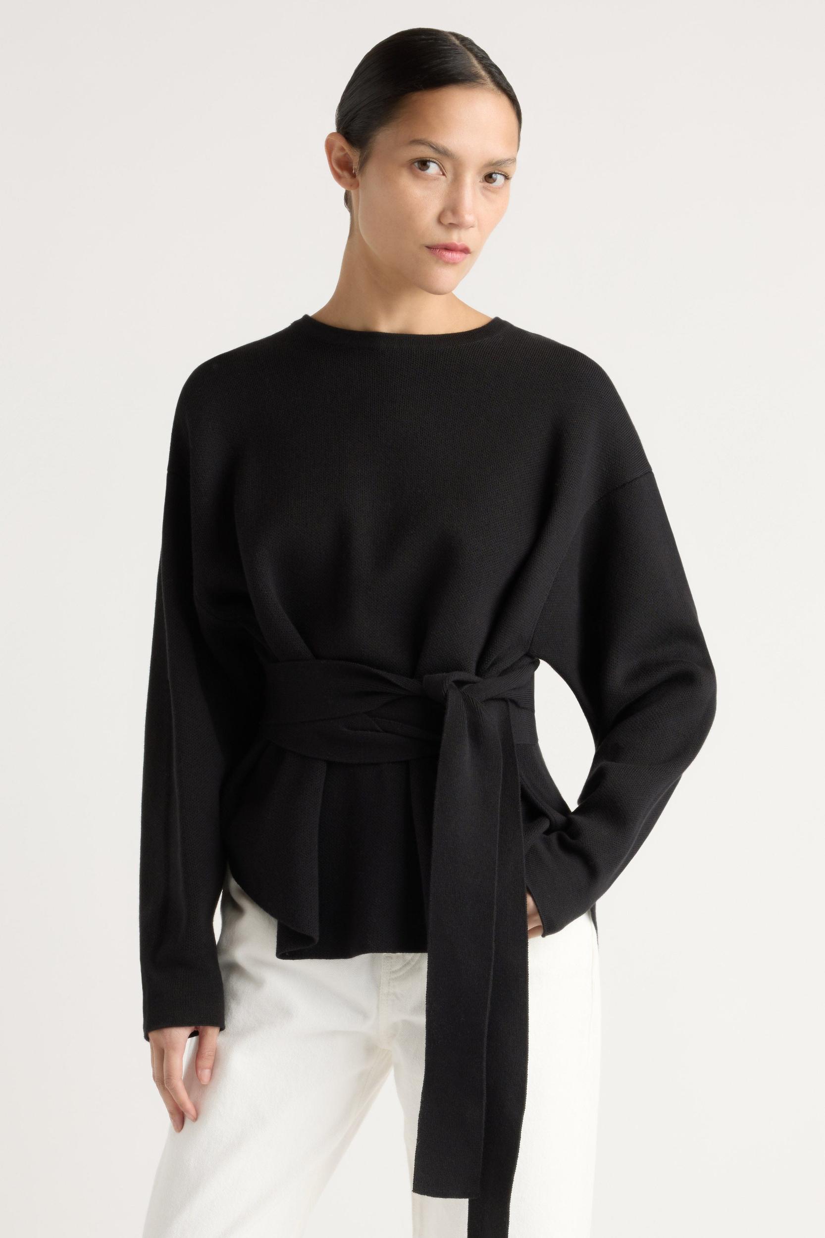 Nara Tie-Front Knit Sweater Product Image