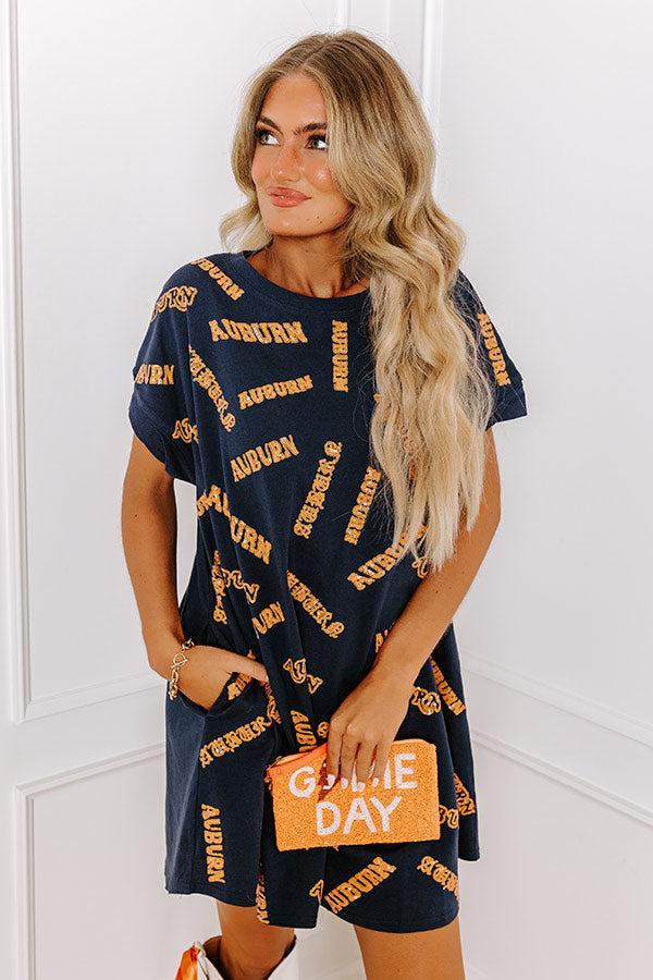 School Spirit Sequin Embroidered Mini Dress in Auburn Product Image