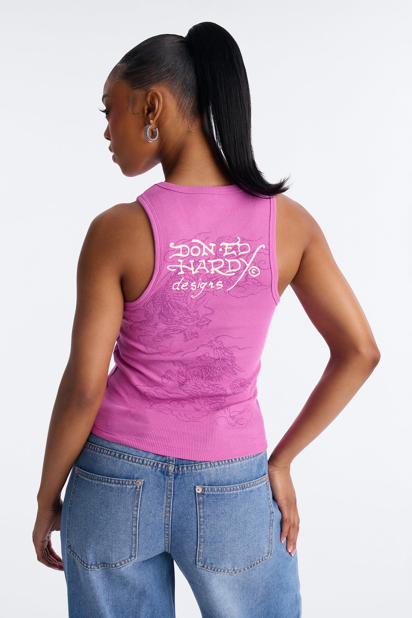 Ed Hardy Diamond Spring Flower Tank Top - Pink Female Product Image