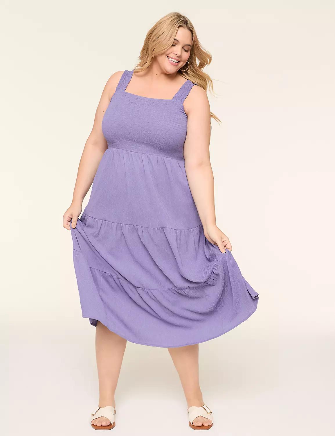 Smocked-Bodice Square-Neck Maxi Dress Product Image