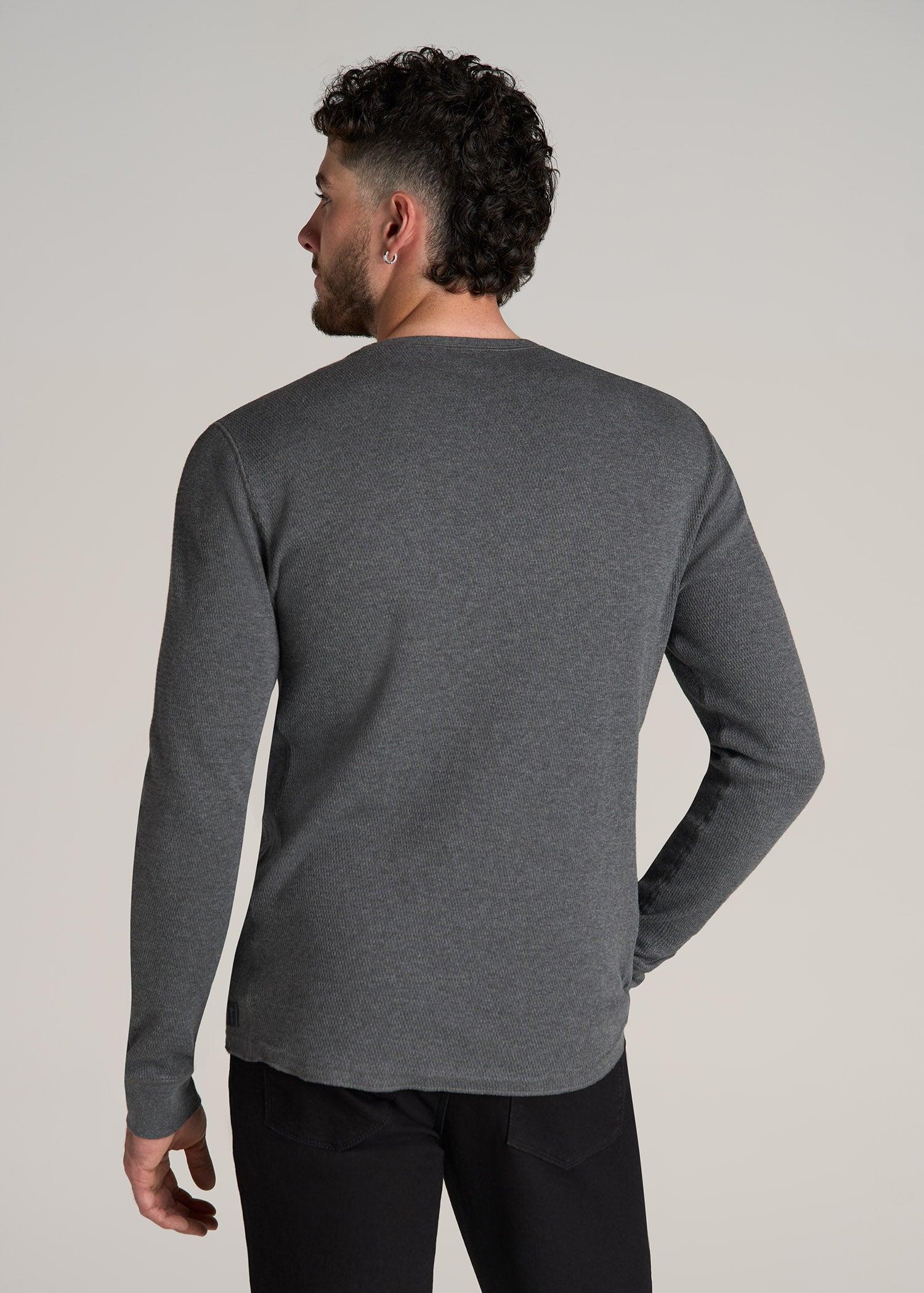 Double Honeycomb Thermal Crewneck  for Tall Men in Charcoal Mix Male Product Image