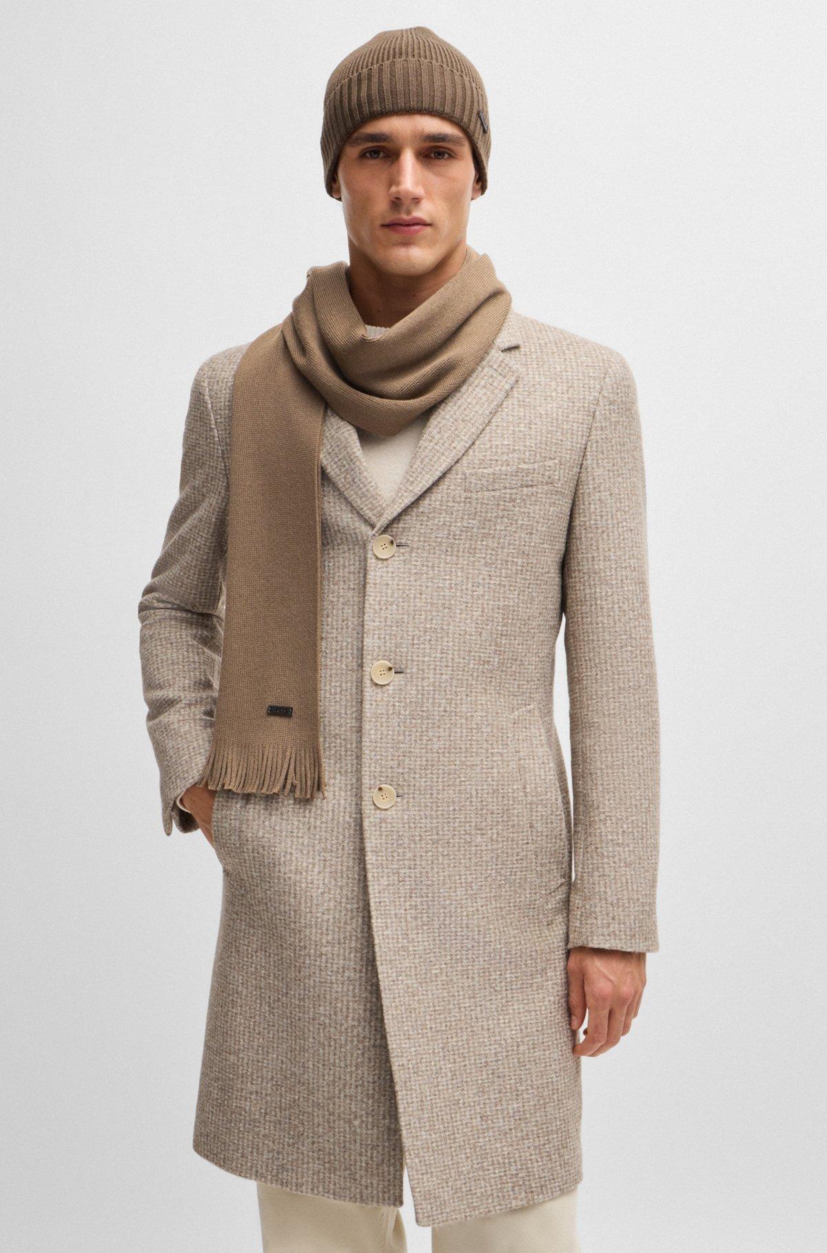 BOSS - Raschel-knit scarf in merino wool - Light Green Product Image