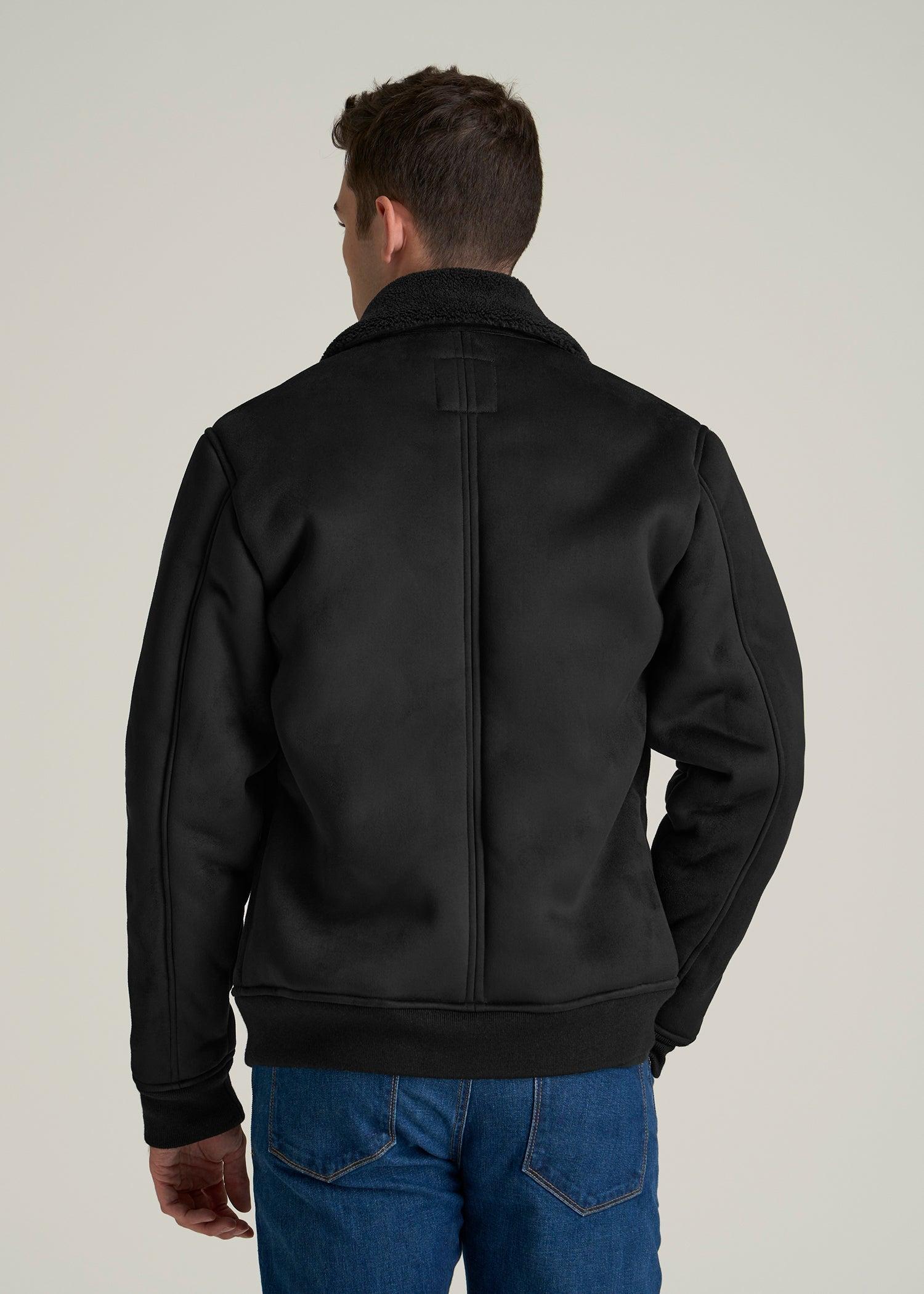 Sherpa Bomber Jacket for Tall Men in Black Male Product Image