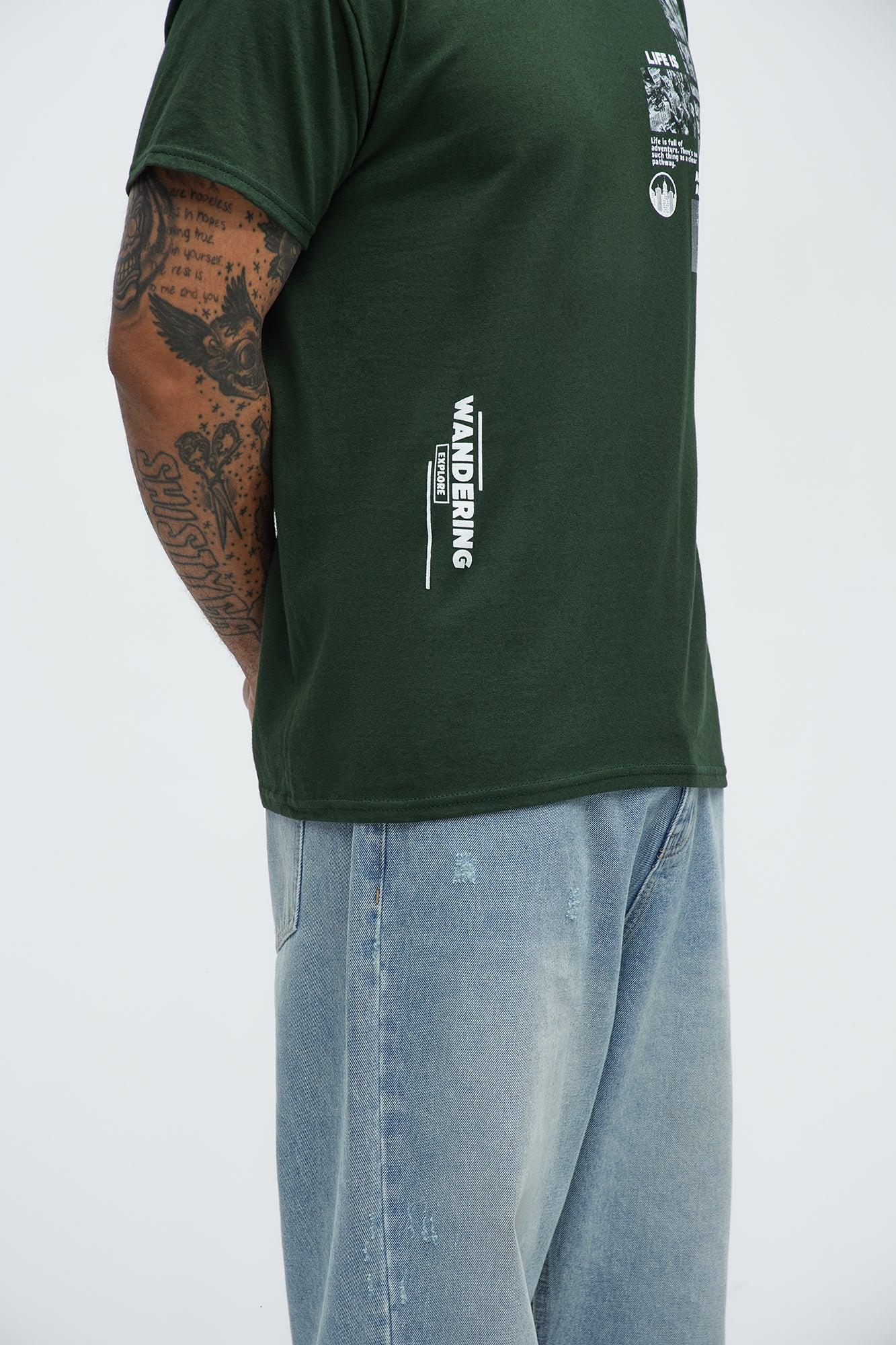 Life Is Wandering Short Sleeve Tee - Hunter Green Product Image
