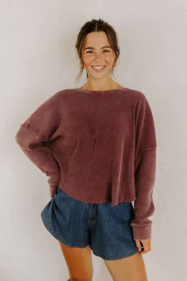 Cozy Couture Waffle Knit Top in Plum Product Image