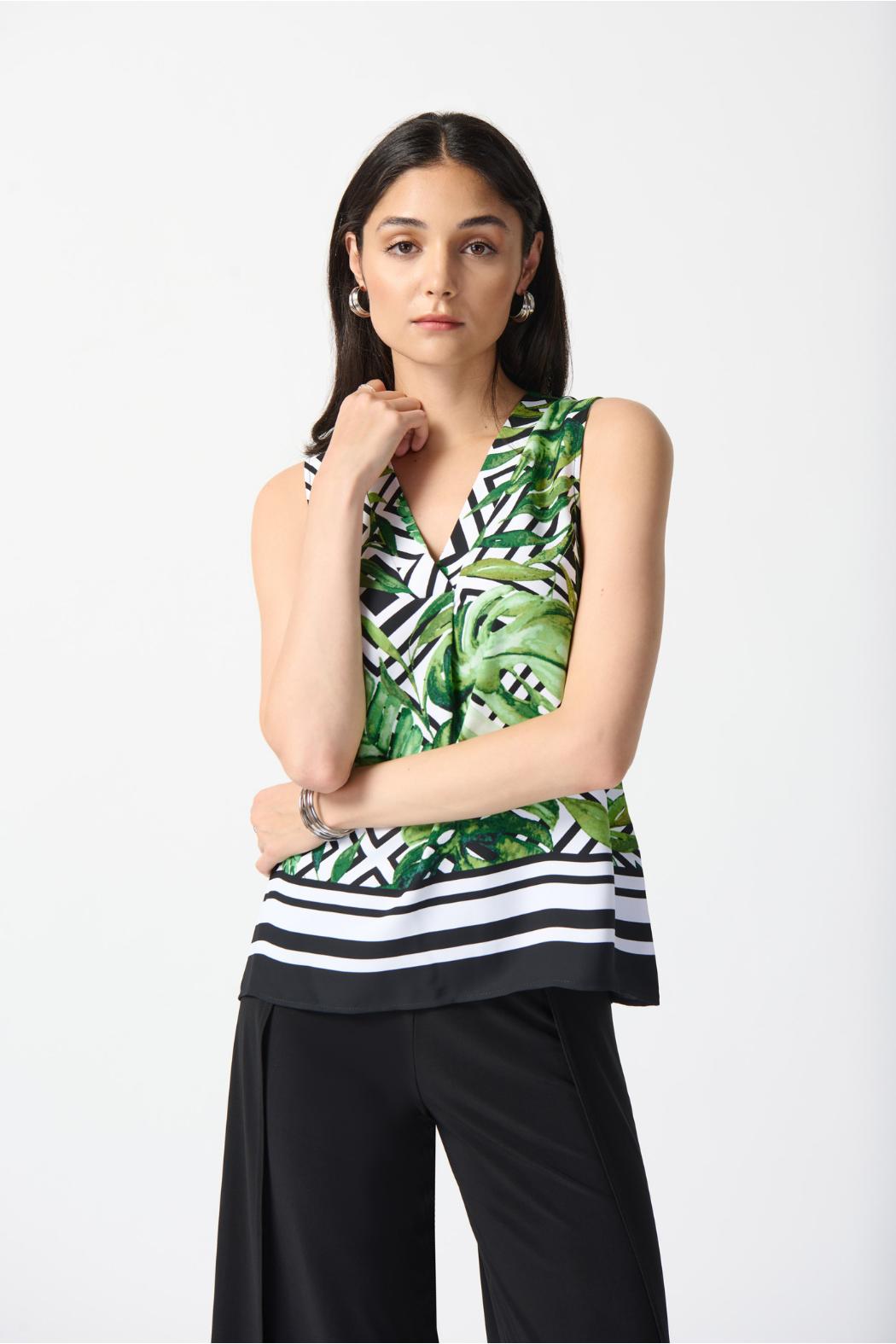 Woven Tropical Print Flared Top Product Image