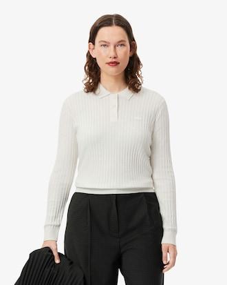 Regular Fit Ribbed Knit Polo Shirt Product Image