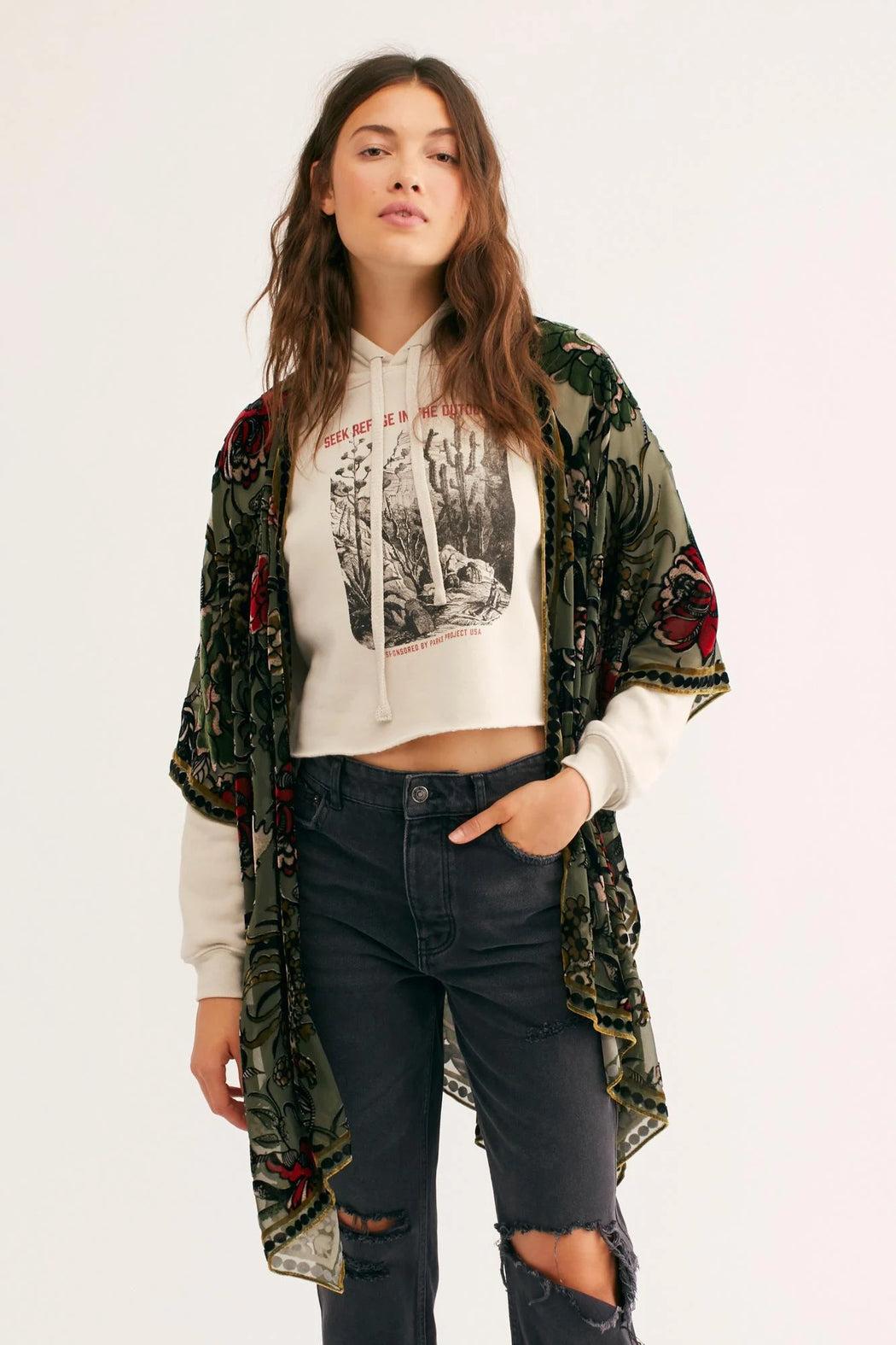 Muse Burn Out Velvet Kimono Product Image