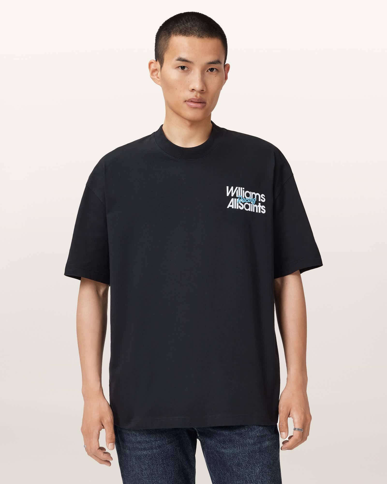 Williams X AllSaints Pole Crew Neck T-Shirt Washed Black | ALLSAINTS US Product Image