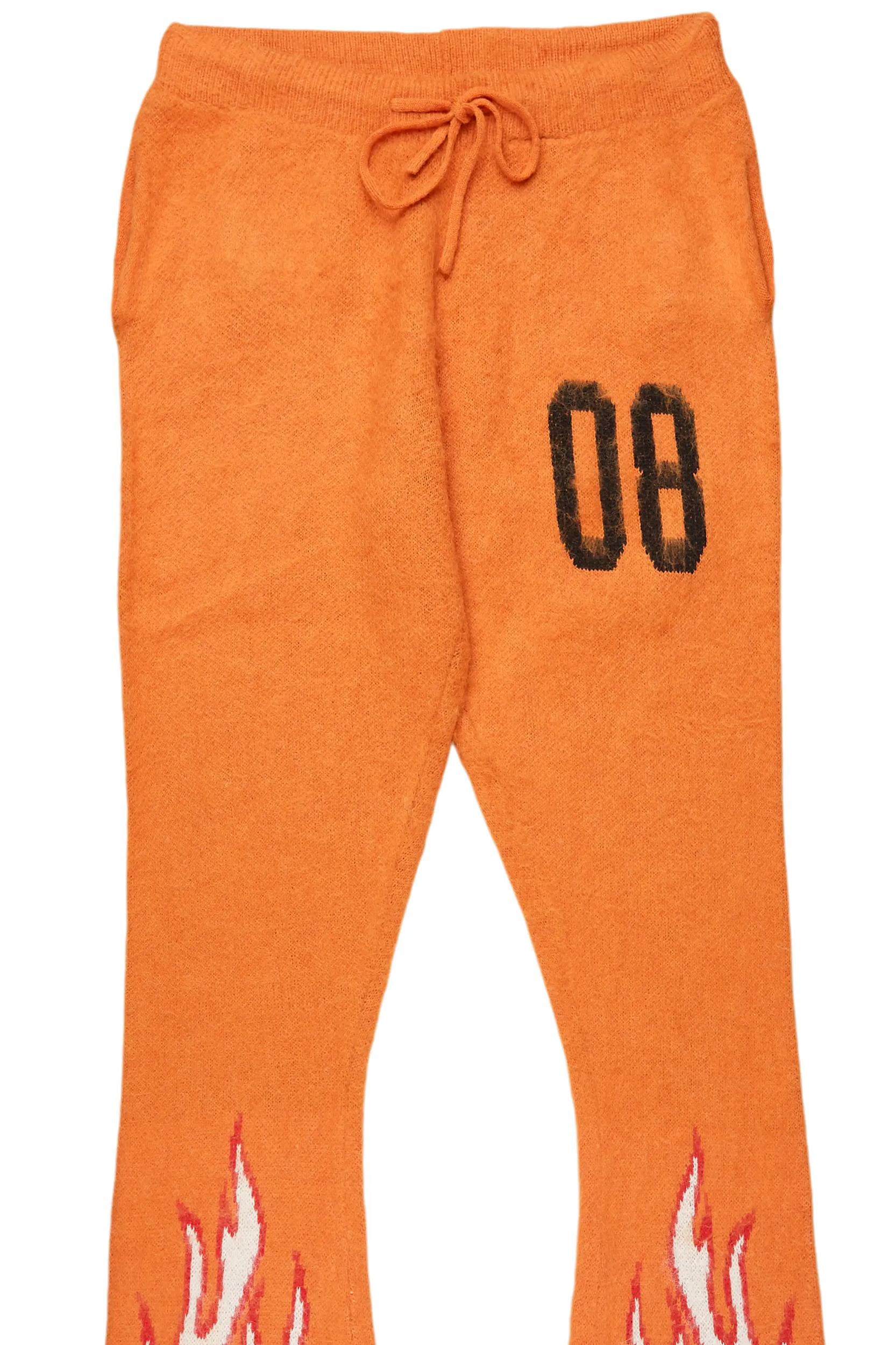 Girls Helga Orange/Cream Graphic Stacked Flare Track Pant Girls Product Image
