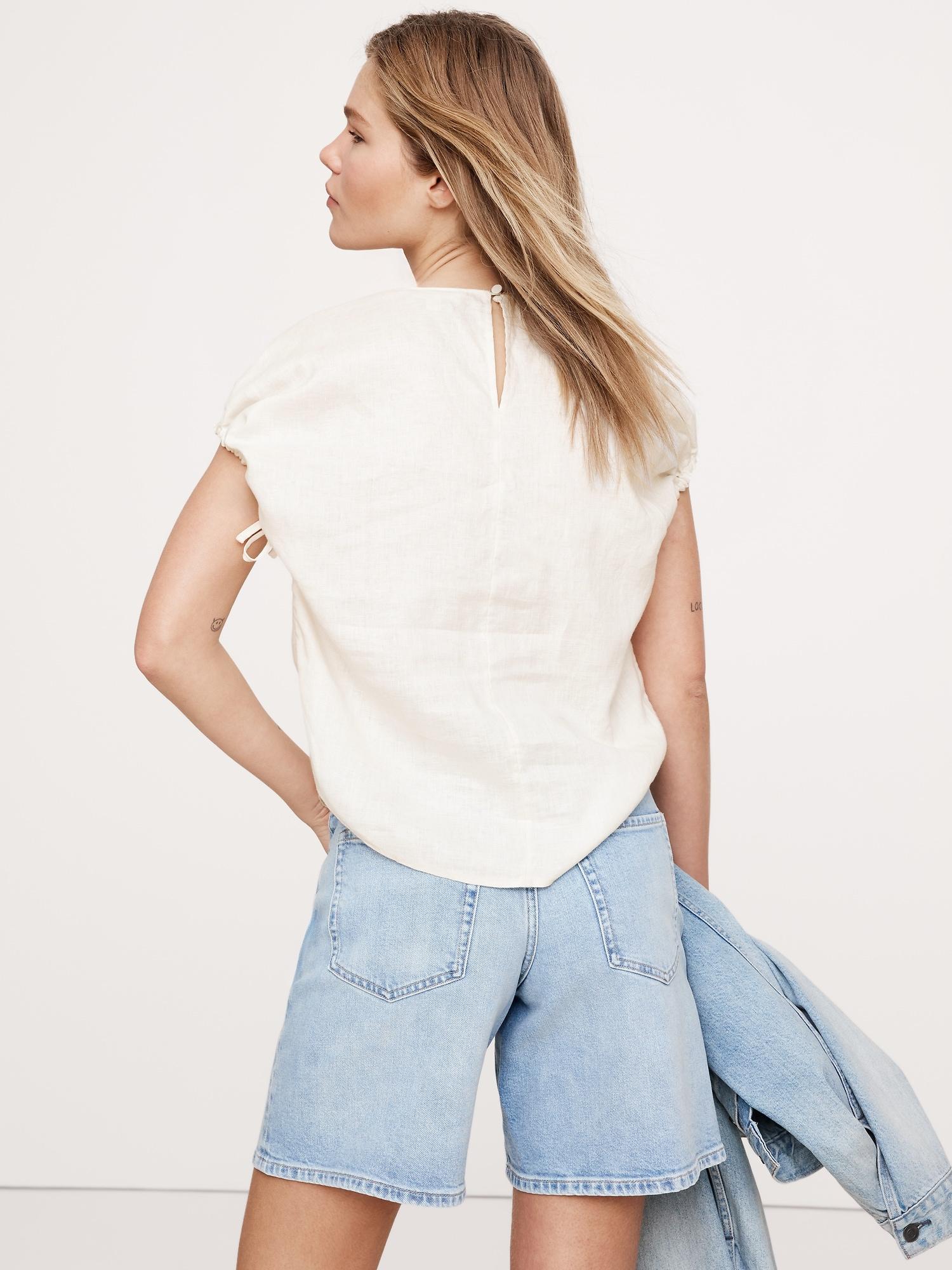 Oversized Linen Cinch Top Product Image