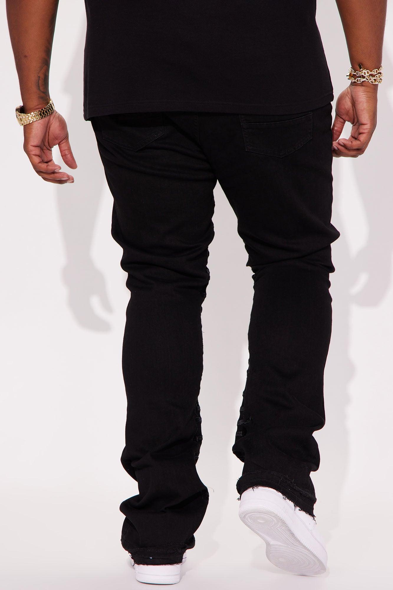 Ruthless Embroidered Stacked Skinny Flare Jeans - Black Product Image