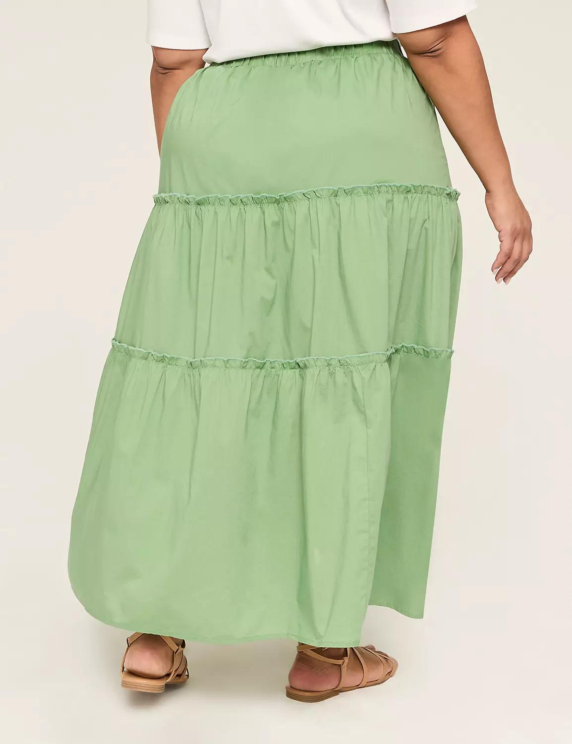 Poplin Tiered Maxi Skirt Product Image