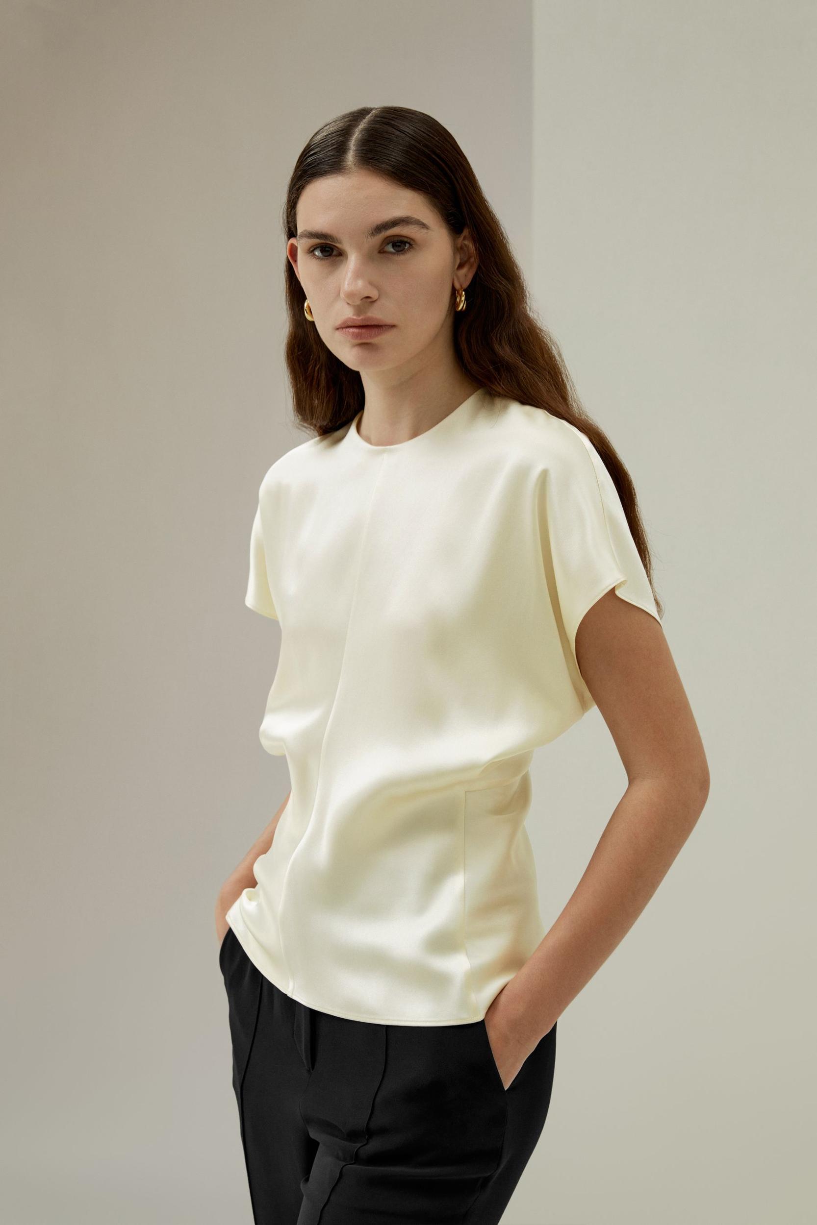 Short Batwing Sleeve Silk Contour Top Product Image