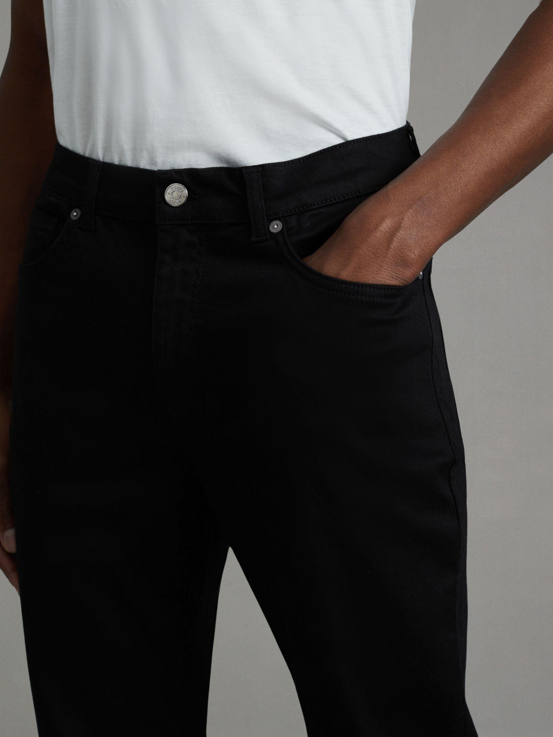 Tapered Slim Fit Jersey Jeans in Black Product Image