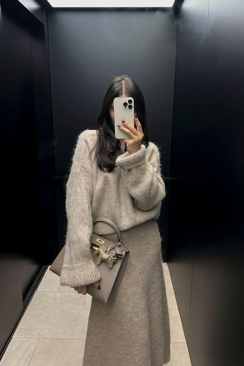 Wool Blend Knitted Maxi Skirt Product Image