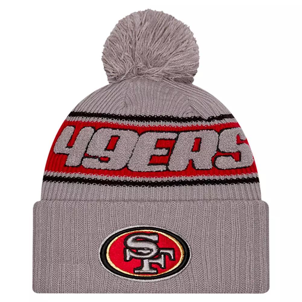Men's New Era Gray San Francisco 49ers 2024 Sideline Sport Cuffed Knit Hat with Pom, Grey Product Image