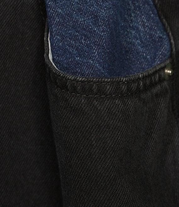 Gianni Bini Theo Denim Two Tone Contrast Buckle Waist High Rise Wide Leg Jeans Product Image