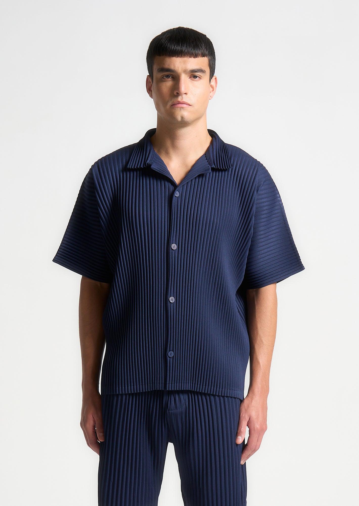 Pascal - Pleated Shirt - Navy Male Product Image