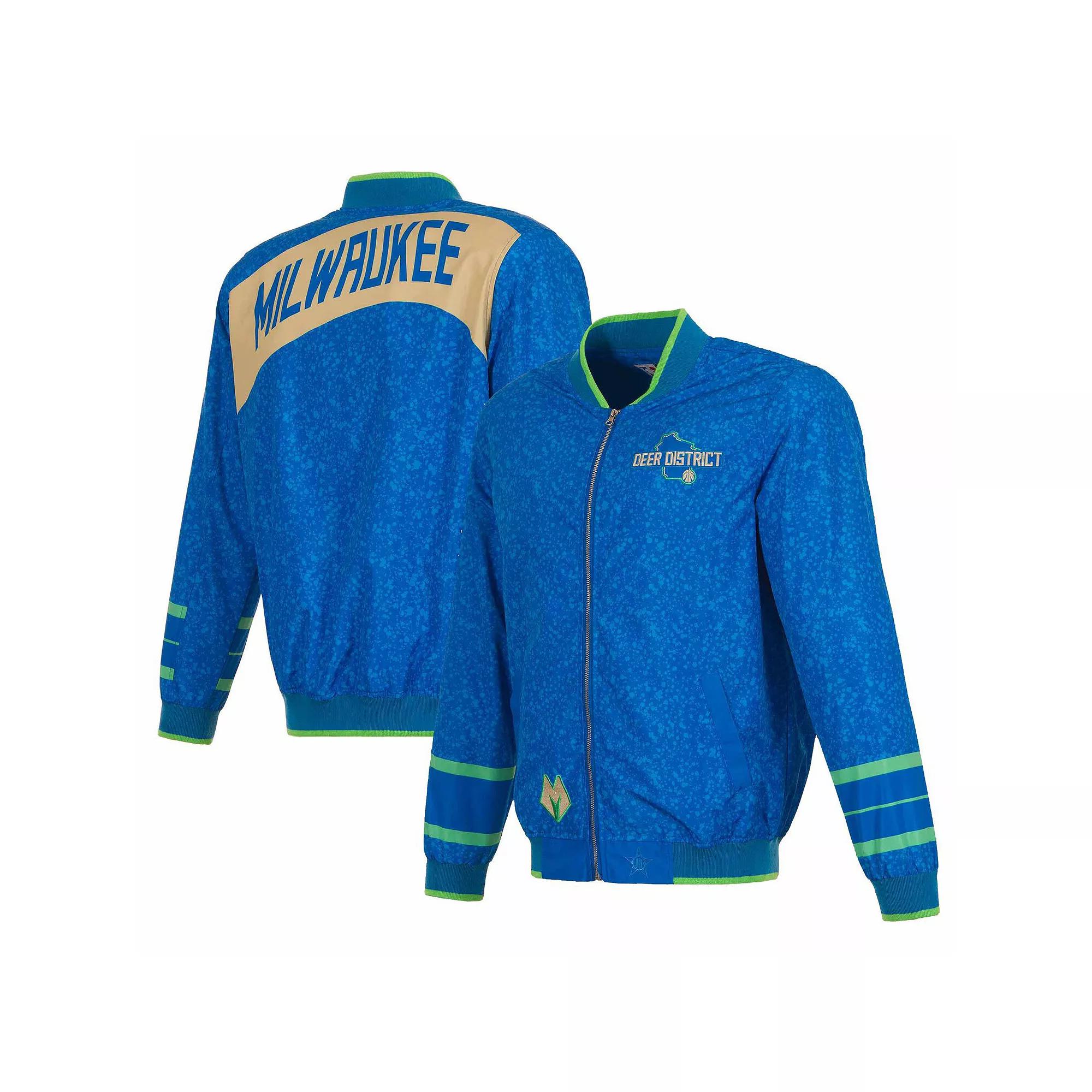 Mens JH Design Milwaukee Bucks 2023/24 City Edition Nylon Full-Zip Bomber Jacket Product Image