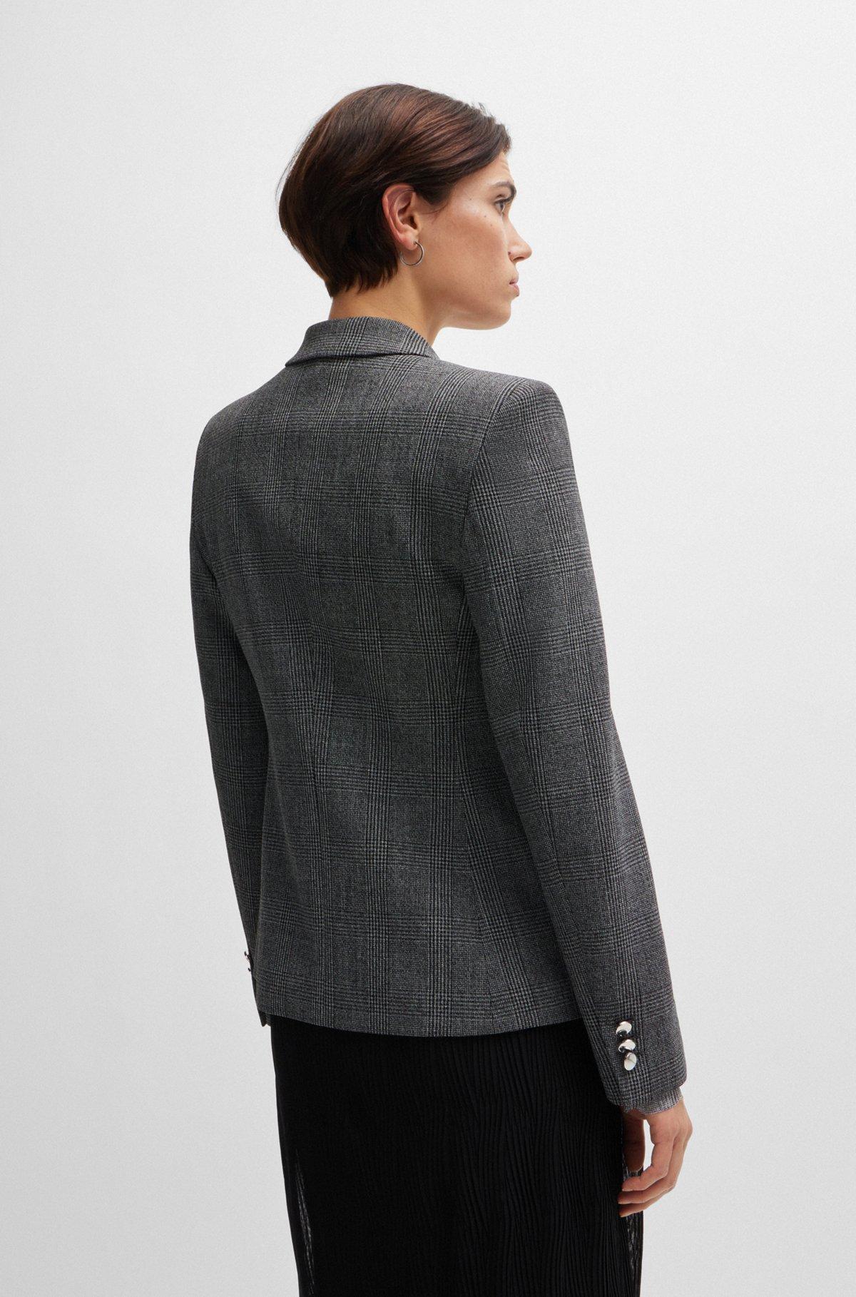 Regular-fit jacket in checked fabric with peak lapels Product Image