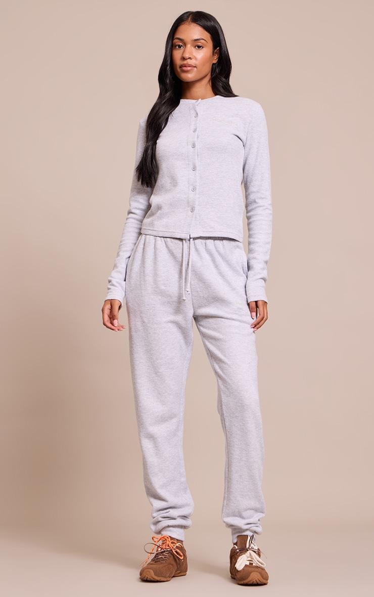 Tall Grey Embroidered Supersoft Cuffed Sweatpants Product Image
