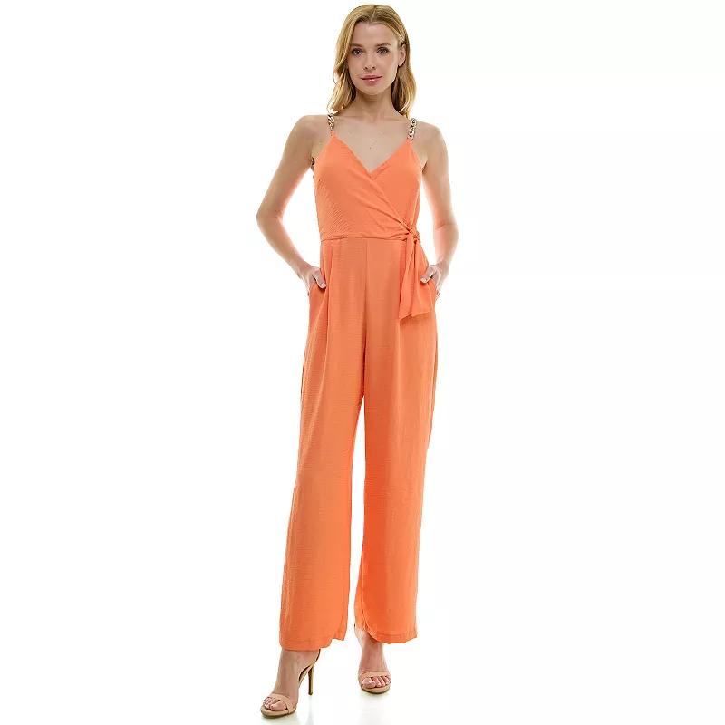 Women's Luxology Faux-Wrap Trim Detail Jumpsuit,  Product Image