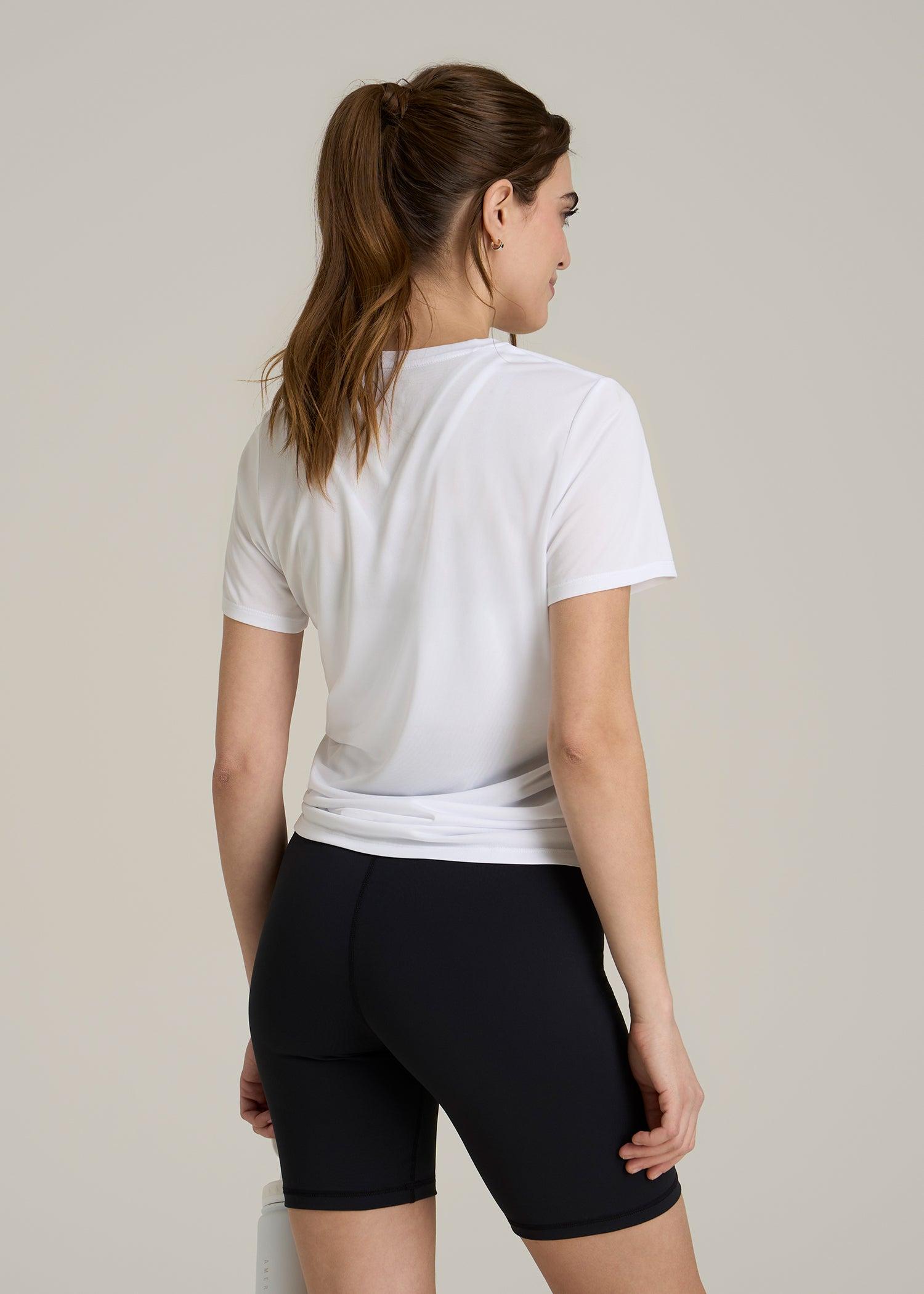 Short Sleeve Active V Neck T-Shirt for Tall Women in Optic White Female Product Image