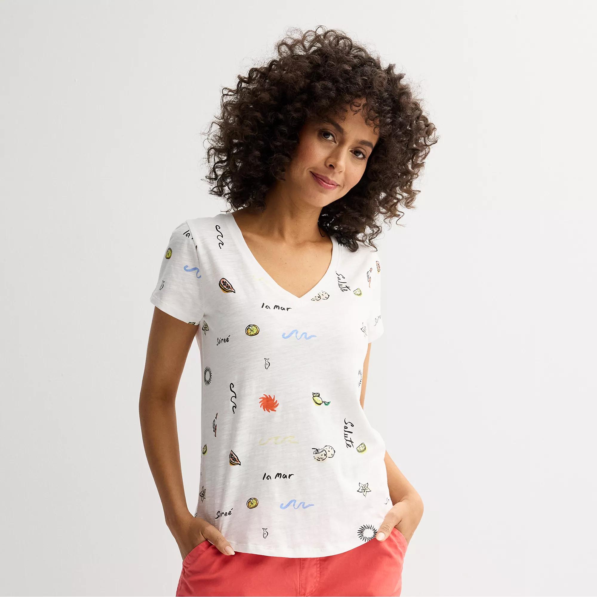 Women's Sonoma Goods For Life® Everyday Short Sleeve V-Neck Tee,  Product Image
