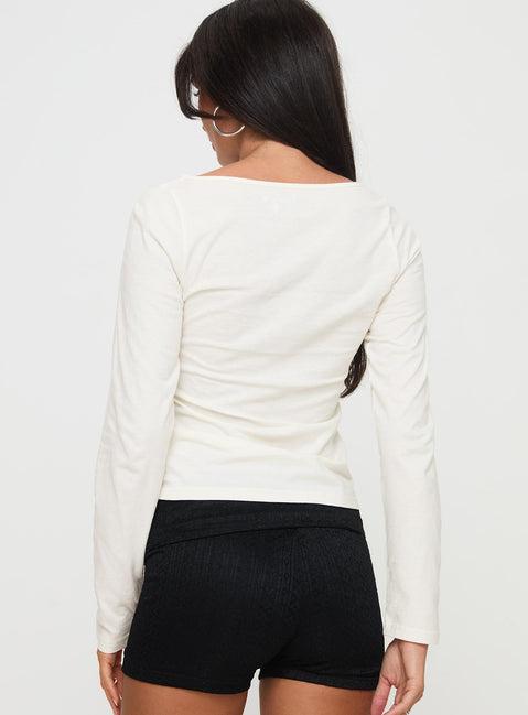 Martini Bow Long Sleeve Top Cream Product Image