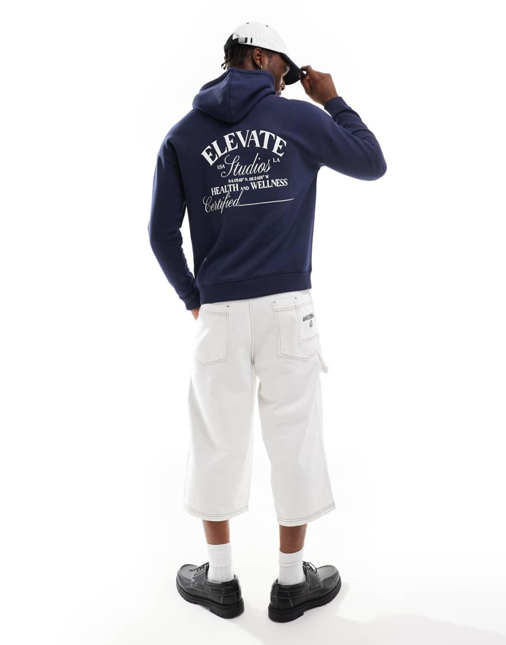 Another Influence elevate oversized hoodie in navy Product Image