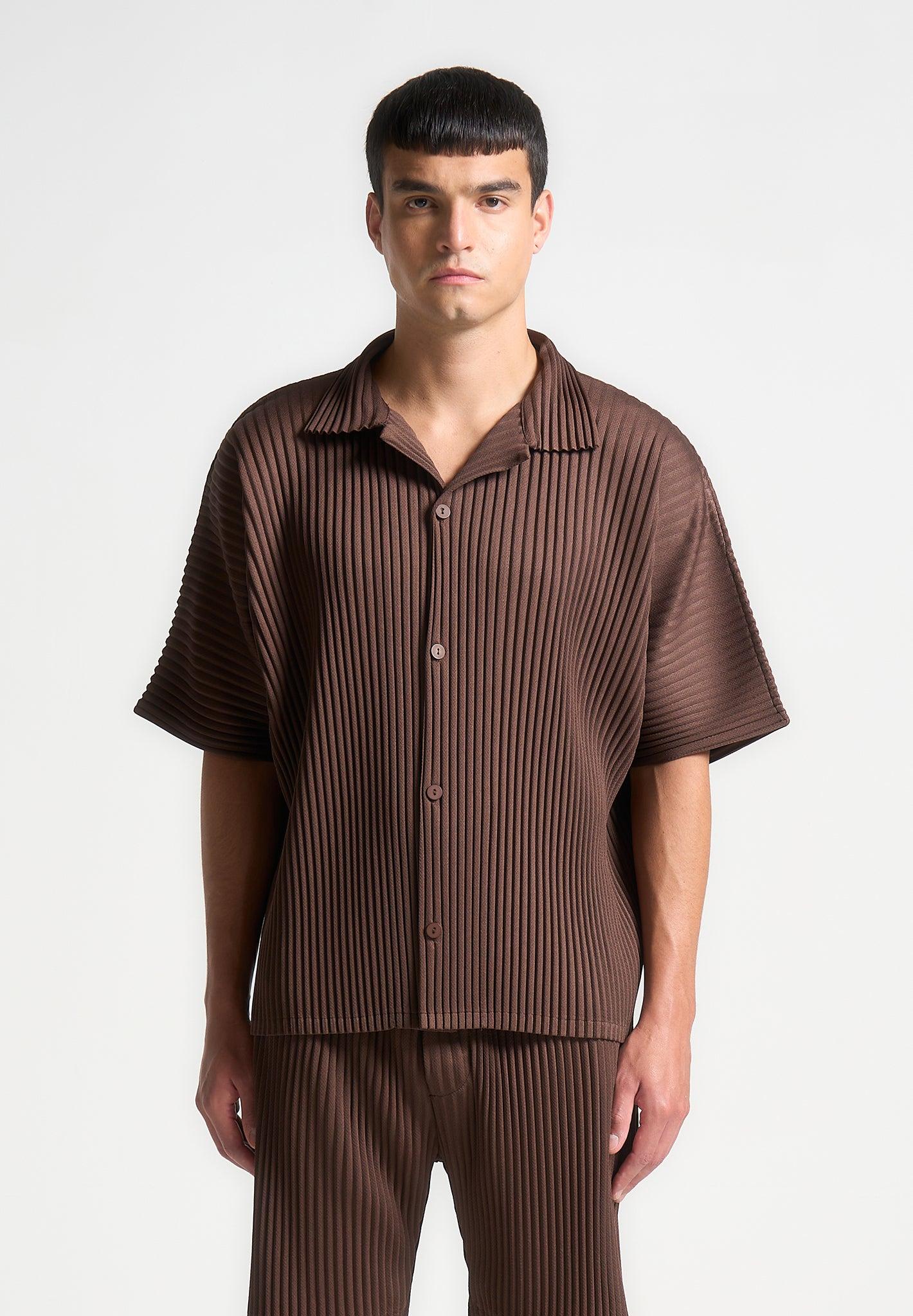 Pascal - Pleated Shirt - Brown Male Product Image