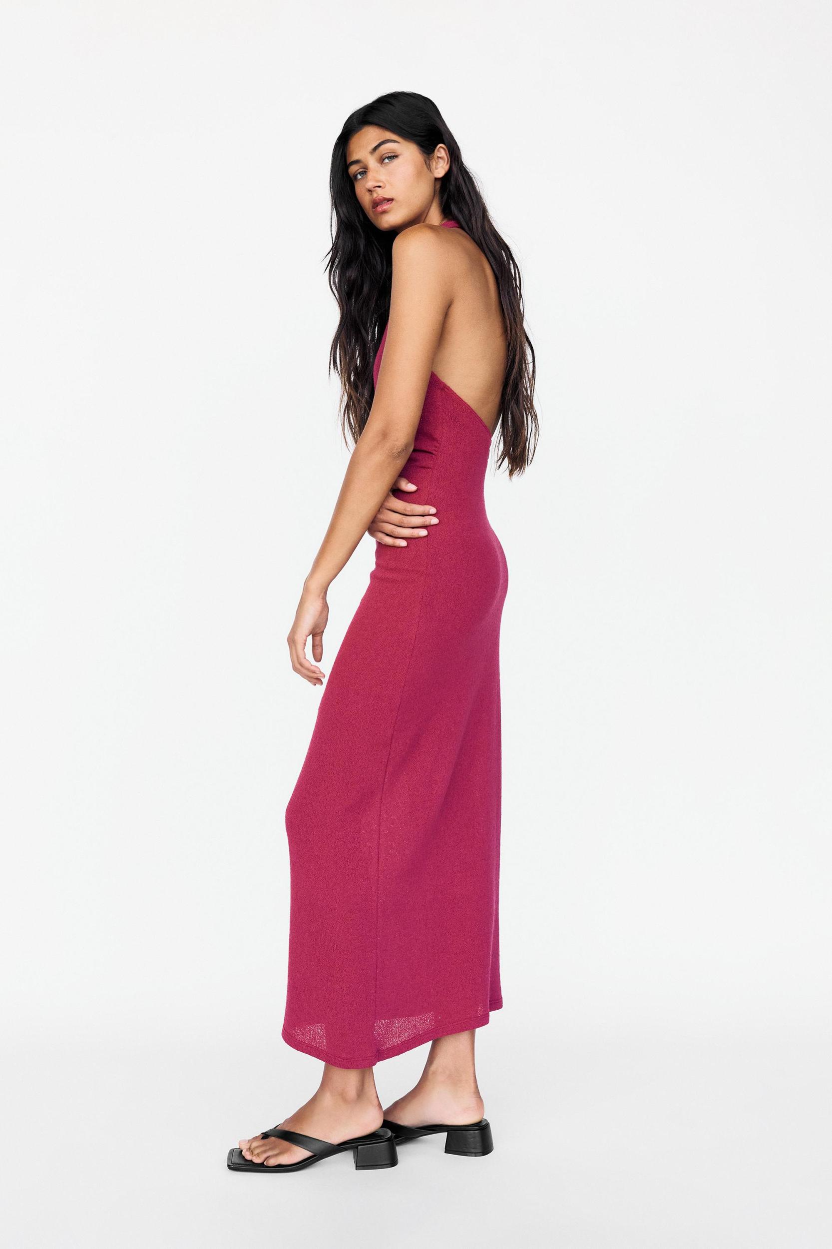 Knit racer-neck midi dress Product Image