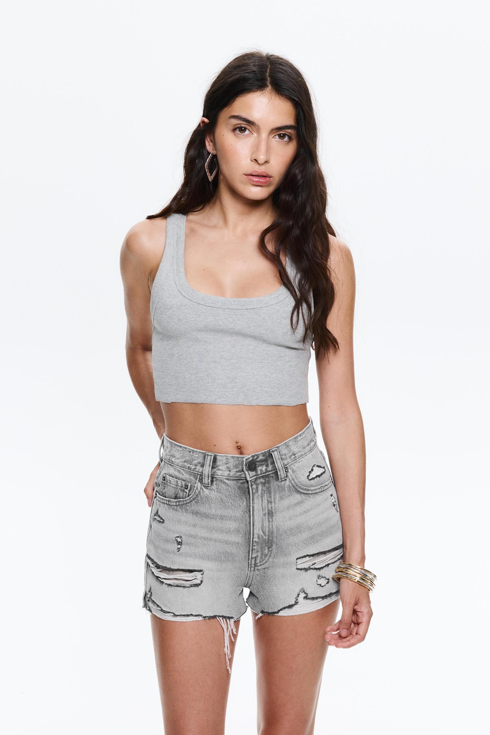 Ripped denim shorts Product Image