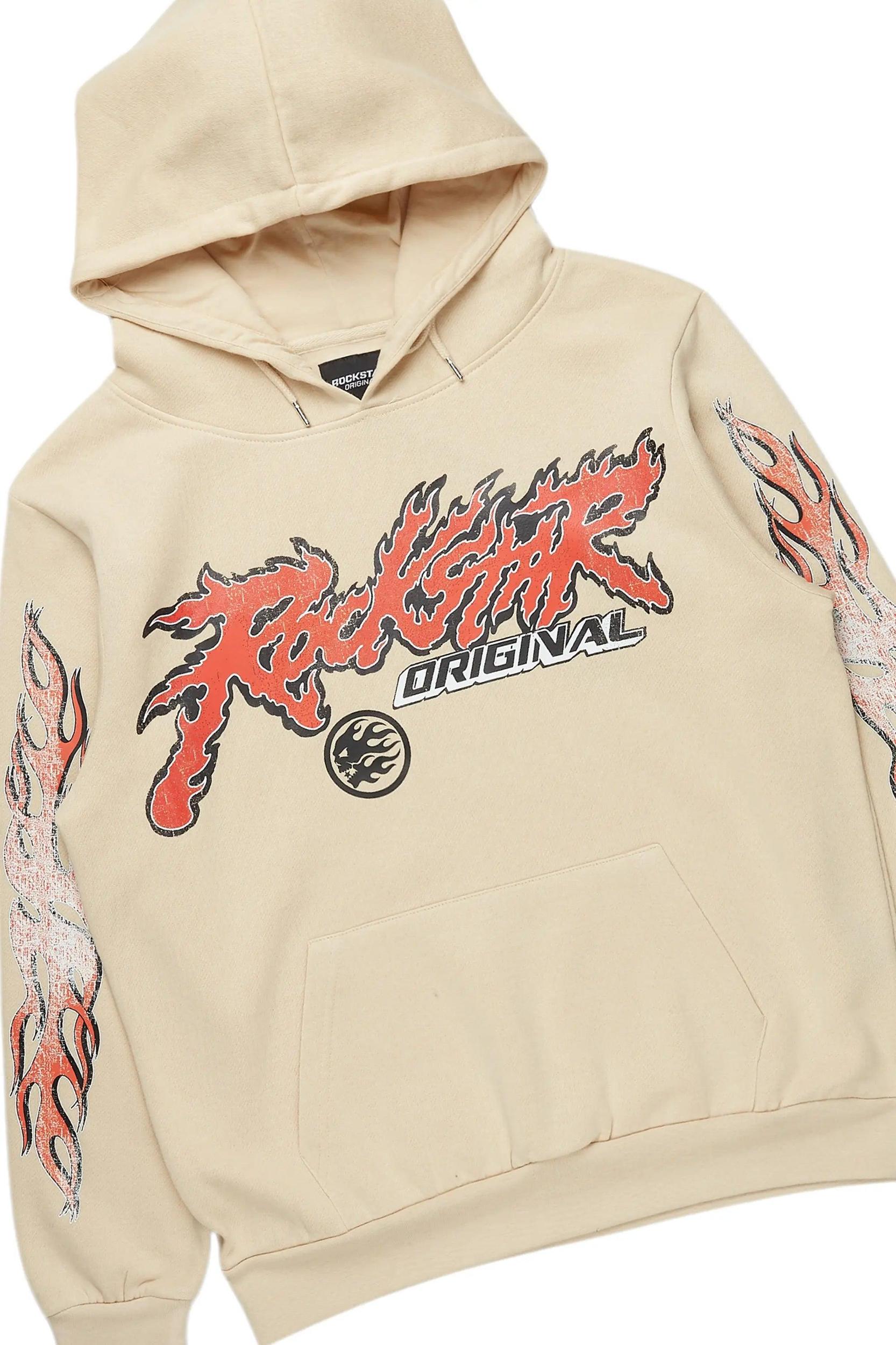 Yash Beige Hoodie Baggy Fit Pant Track Set Male Product Image