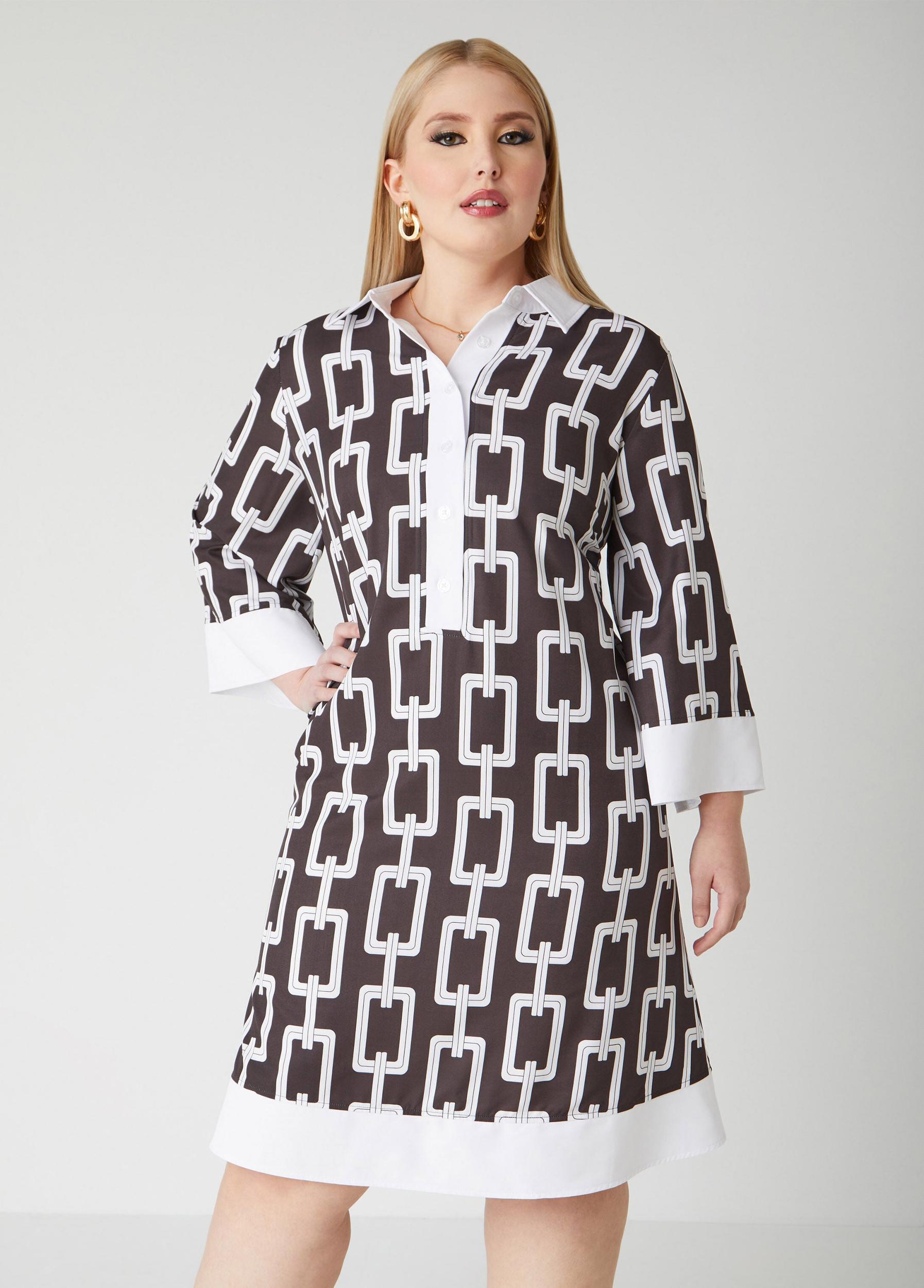 Chain Link Print Shirtdress Product Image