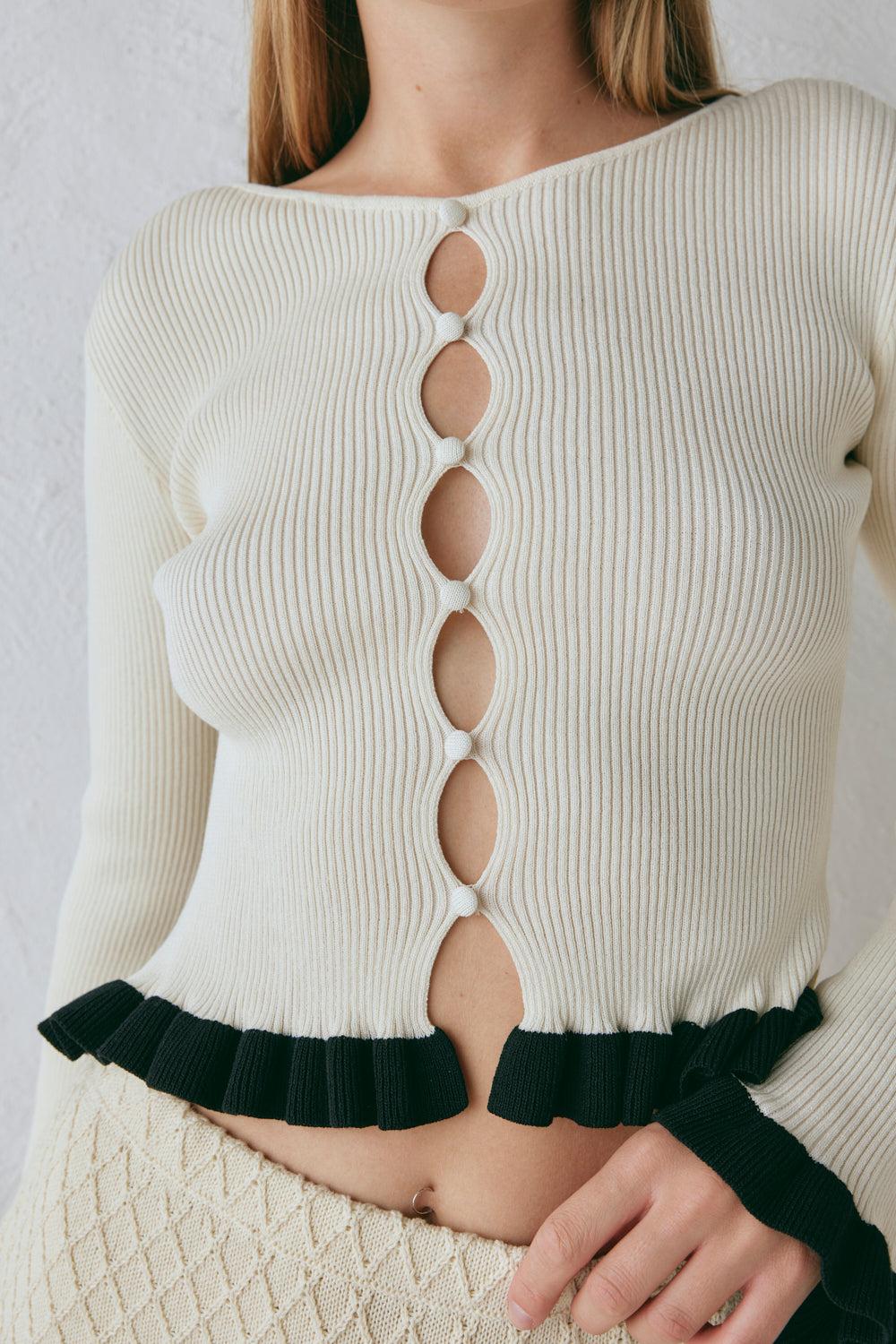 Zoey Knit Top Cream Product Image