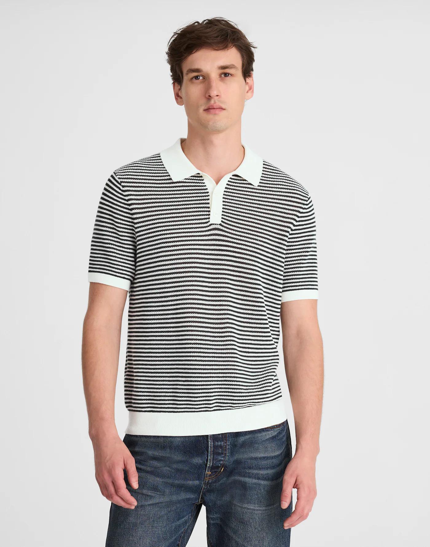 Pointelle-Stripe Sweater Polo Product Image