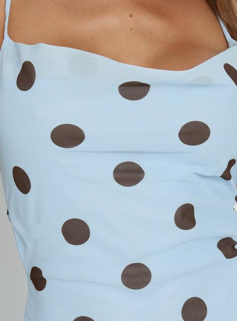 Celena Maxi Dress Blue Polka Dot Product Image