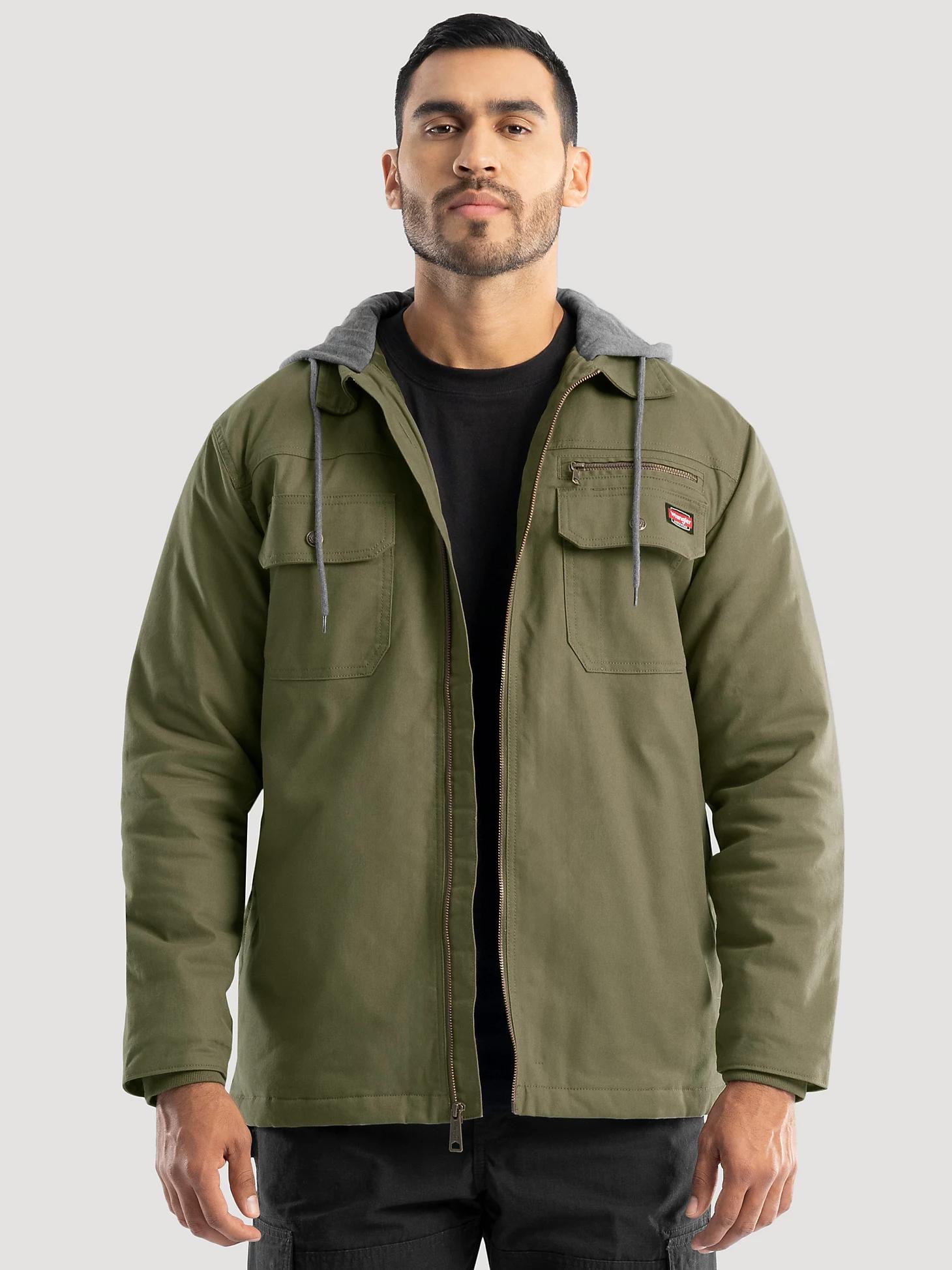 Men's Hooded Workwear Quilted Lined Shirt Jacket in Grape Leaf Product Image