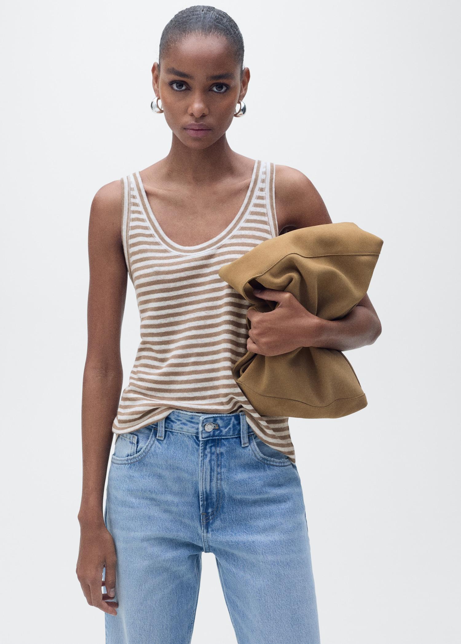 Strap linen top - Women | MANGO USA Product Image