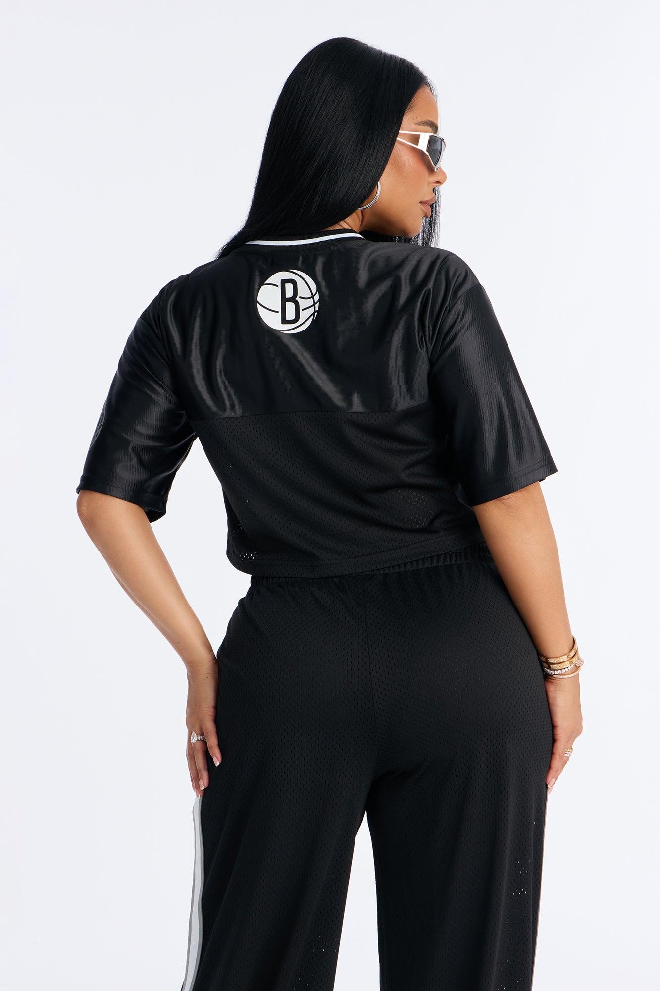 NBA Brooklyn Nets Cropped Tee - Black Female Product Image