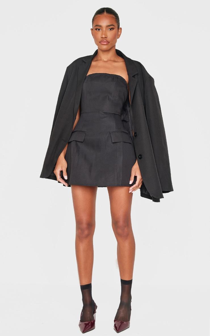 Black Bandeau Pocket Detail Shift Dress Product Image