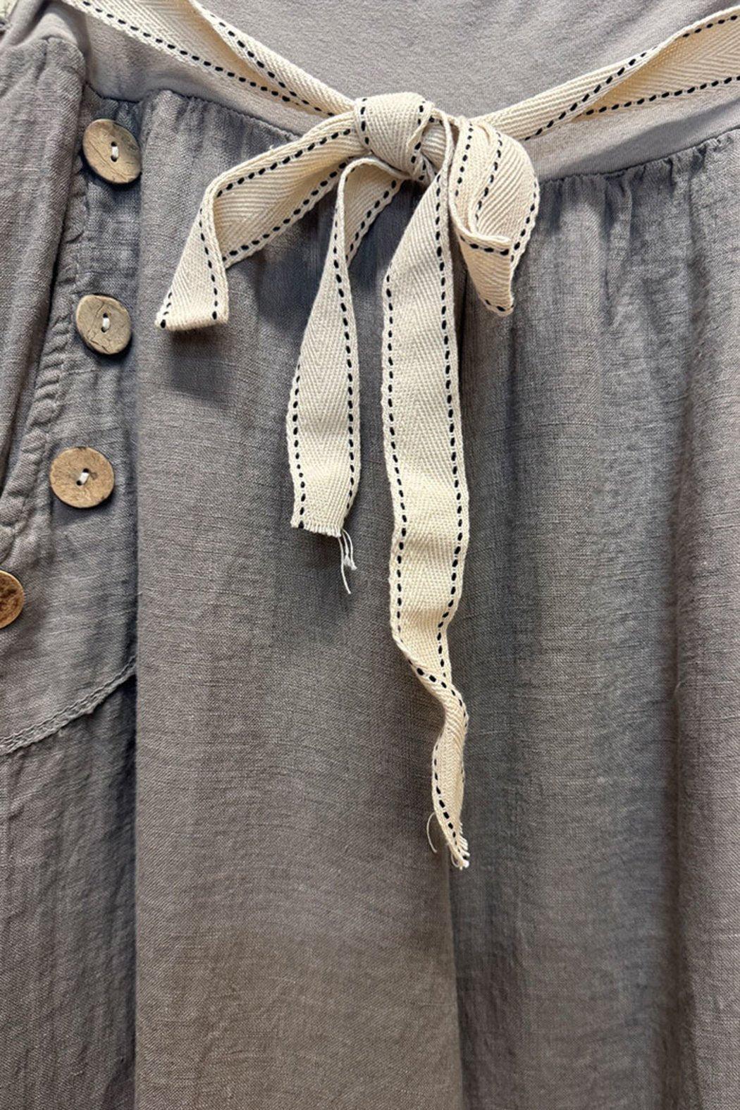 Italian Button Detail Linen Pants Product Image